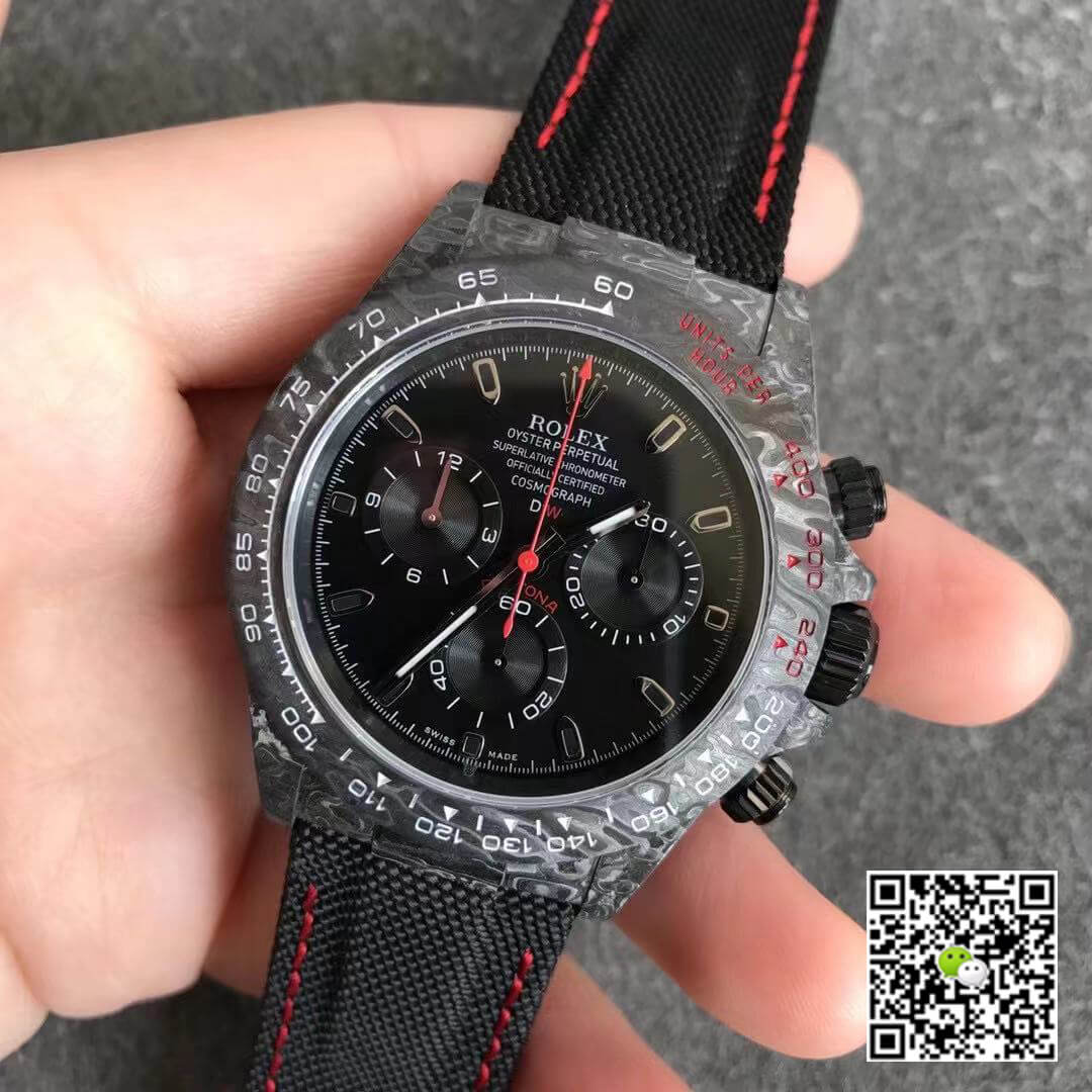 Replica R01ex Daytona Cosmograph Carbon Fiber Diw Customized Version 1:1 Best Edition Noob Factory Black Dial