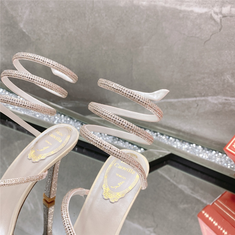 Rene Caovilla Dupe diagonal strap rhinestone inlaid sandals