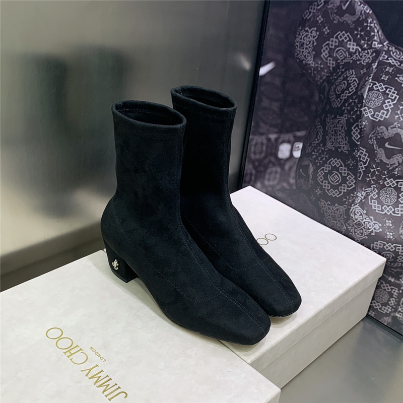 J1m*y Ch00 logo block heel square toe ankle boots