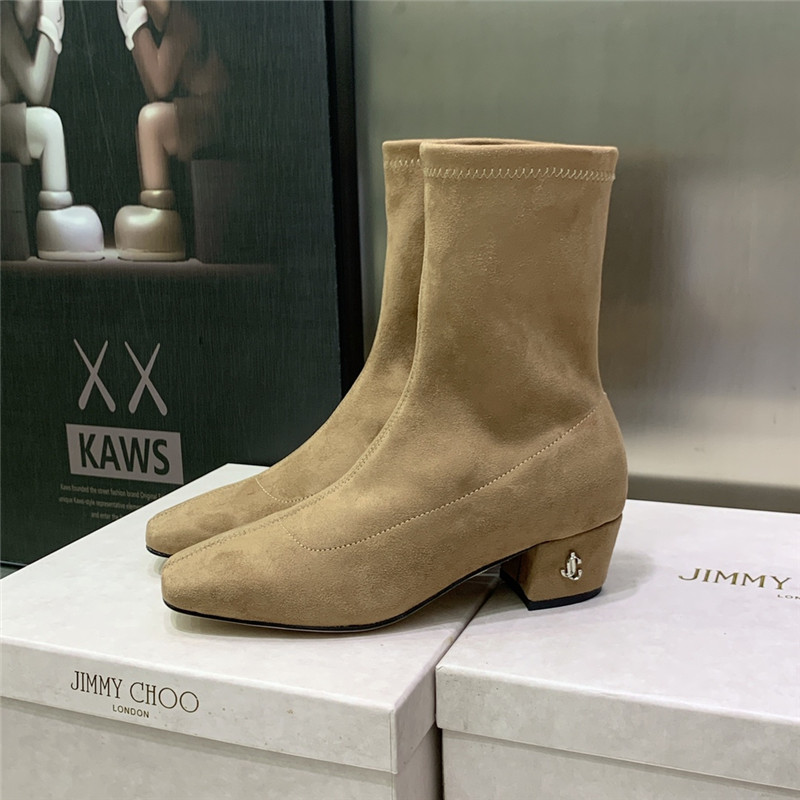 J1m*y Ch00 logo block heel square toe ankle boots