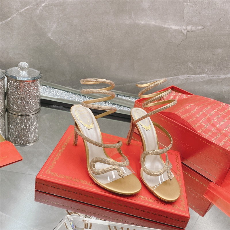 Rene Caovilla Dupe snake crystal high heel sandals