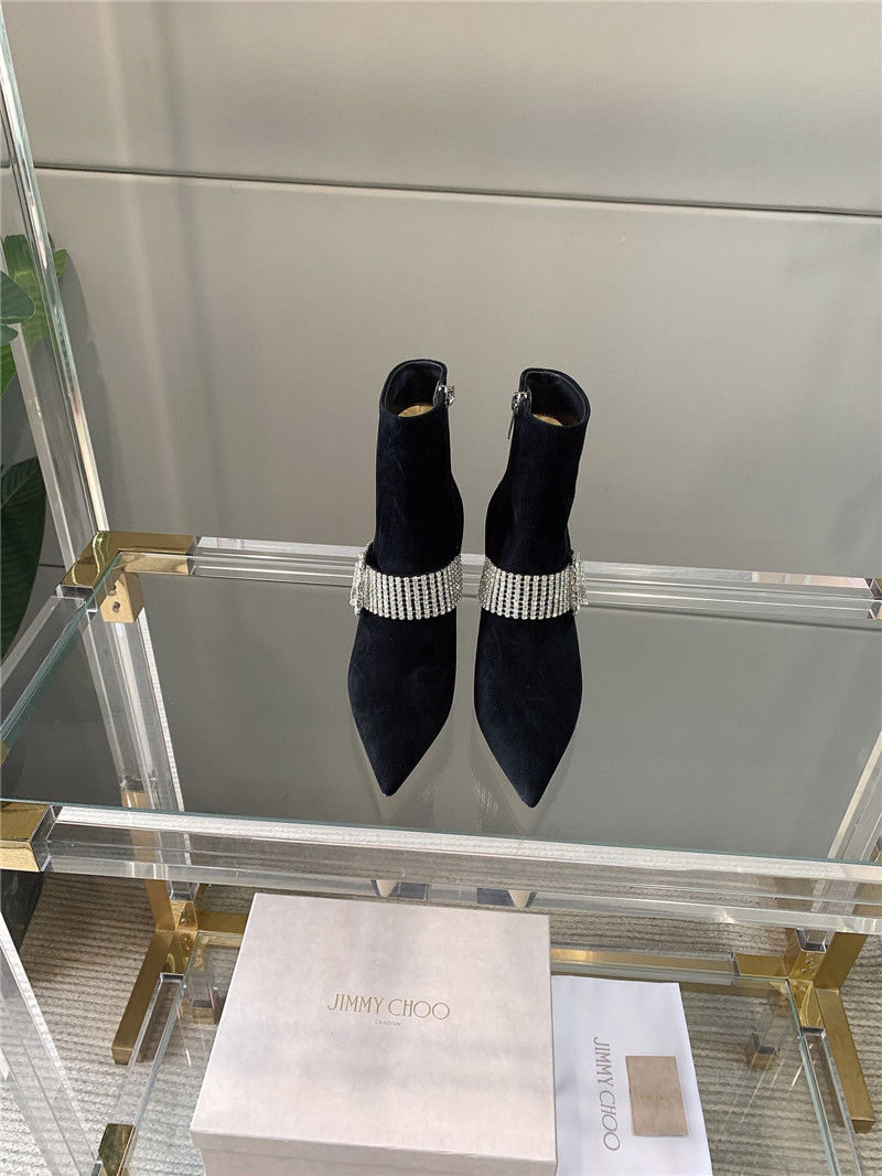 J1m*y Ch00 Pearl Heels Dupe rhinestone high-heeled boots