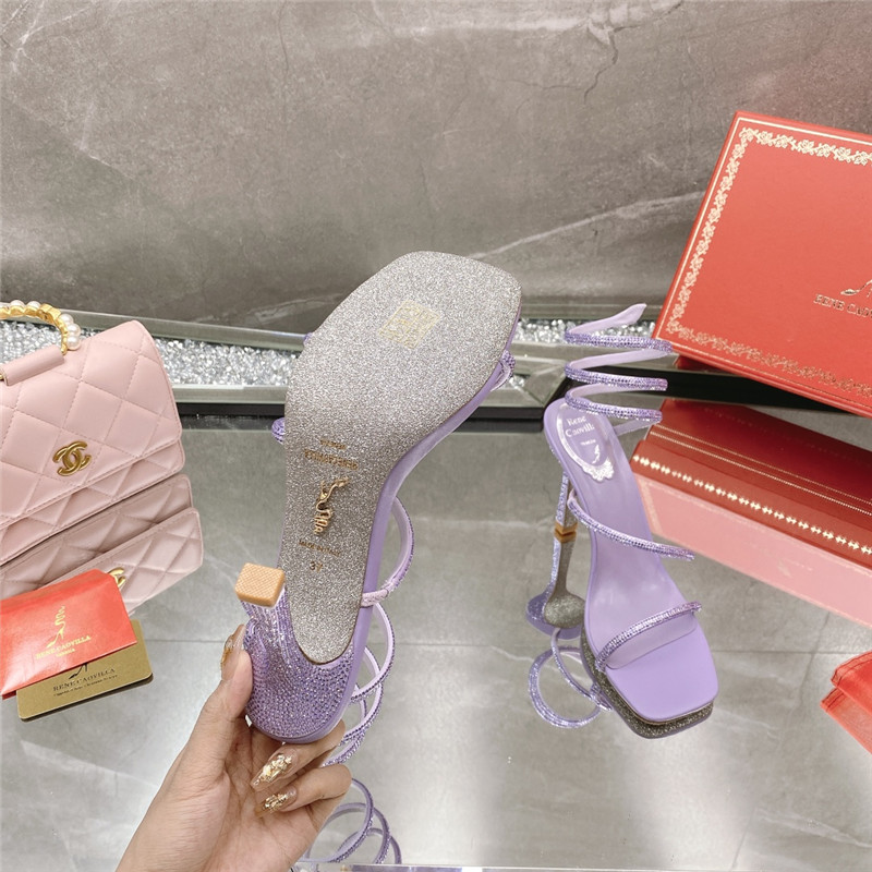 Rene Caovilla Dupe R C diagonal strap rhinestone inlaid sandals