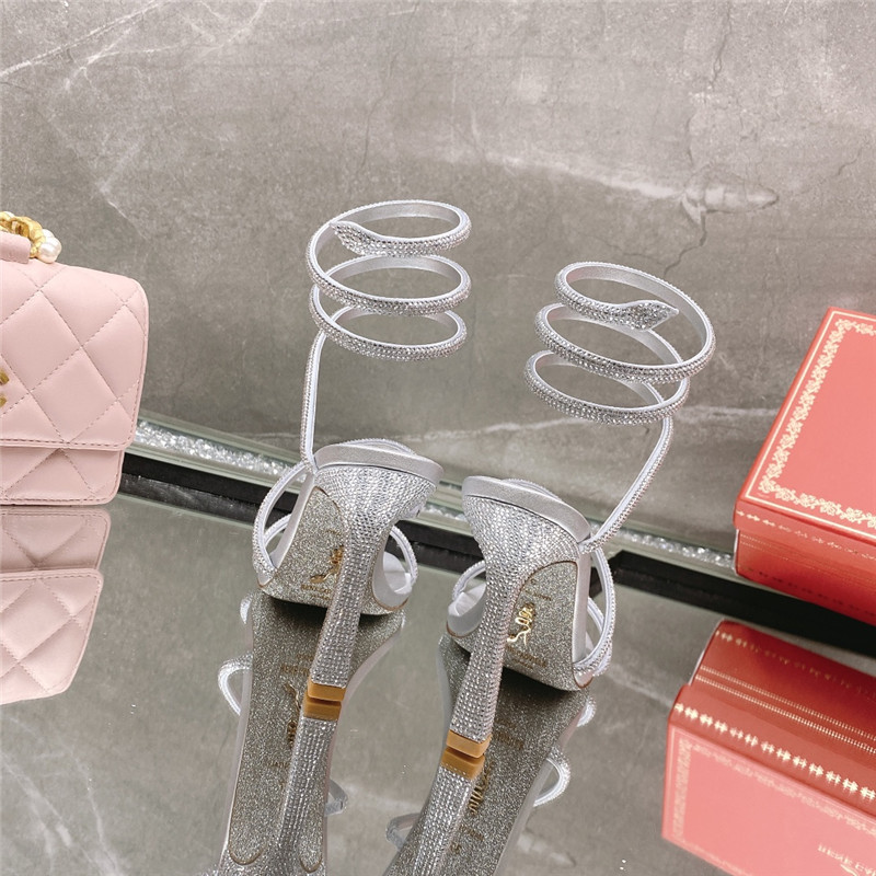 Rene Caovilla Dupe R C diagonal strap rhinestone inlaid sandals