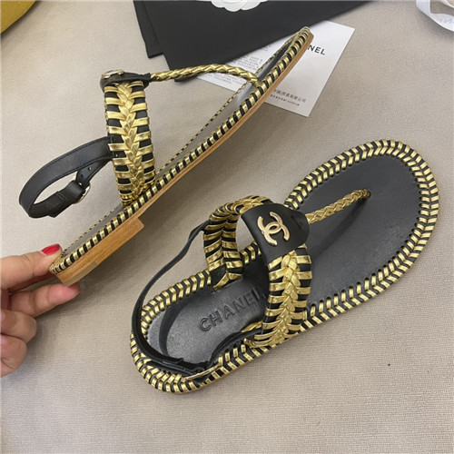 Ch**el Flat Dupes woven thong sandals