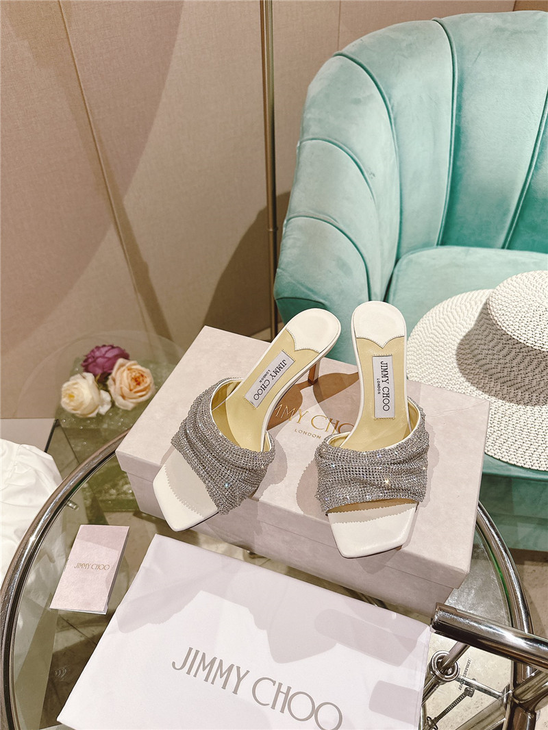 J1m*y Ch00 Pearl Heels Dupe Rhinestone High Heel Slippers