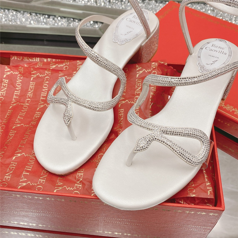 Rene Caovilla Heels Dupe snake crystal chunky heel sandals