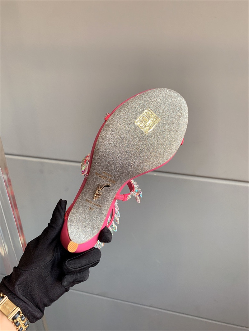 rene caovilla crystal pendant heeled sandals