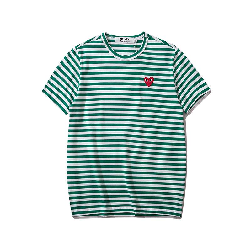 COMME DES GARCONS CDG PLAY Stripe Heart Short Sleeve T Shirts