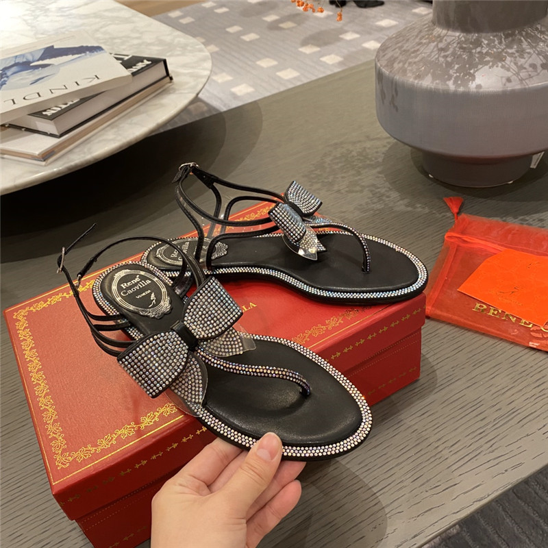 rene caovilla flip flops bow flat sandals