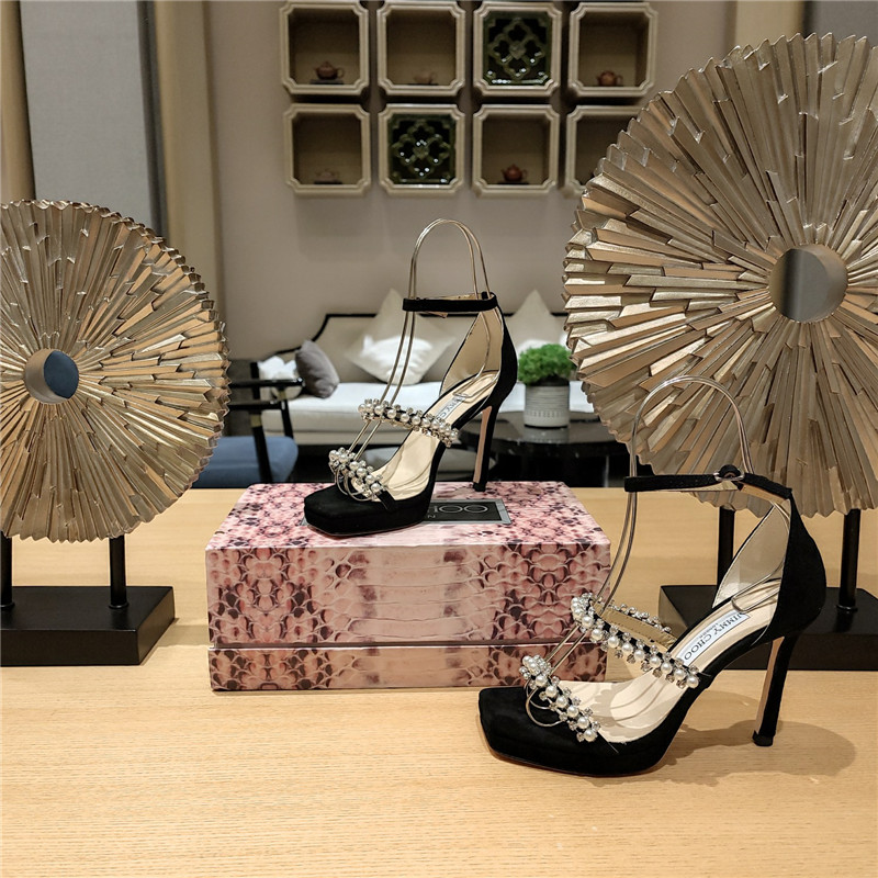 J1m*y Ch00 high heel D1am0nd chain sandals