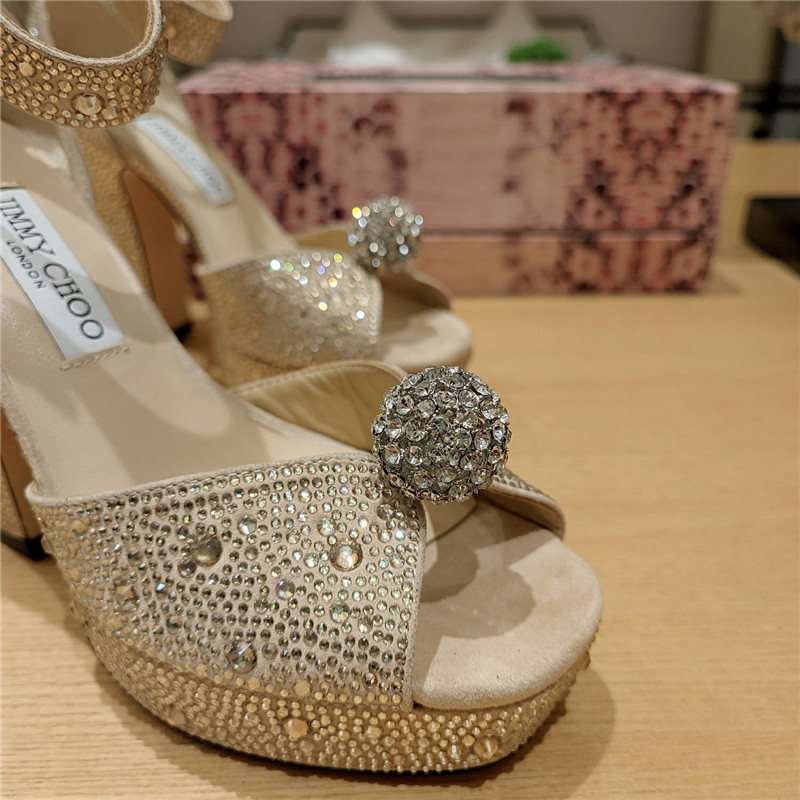 J1m*y Ch00 high heel D1am0nd chain sandals