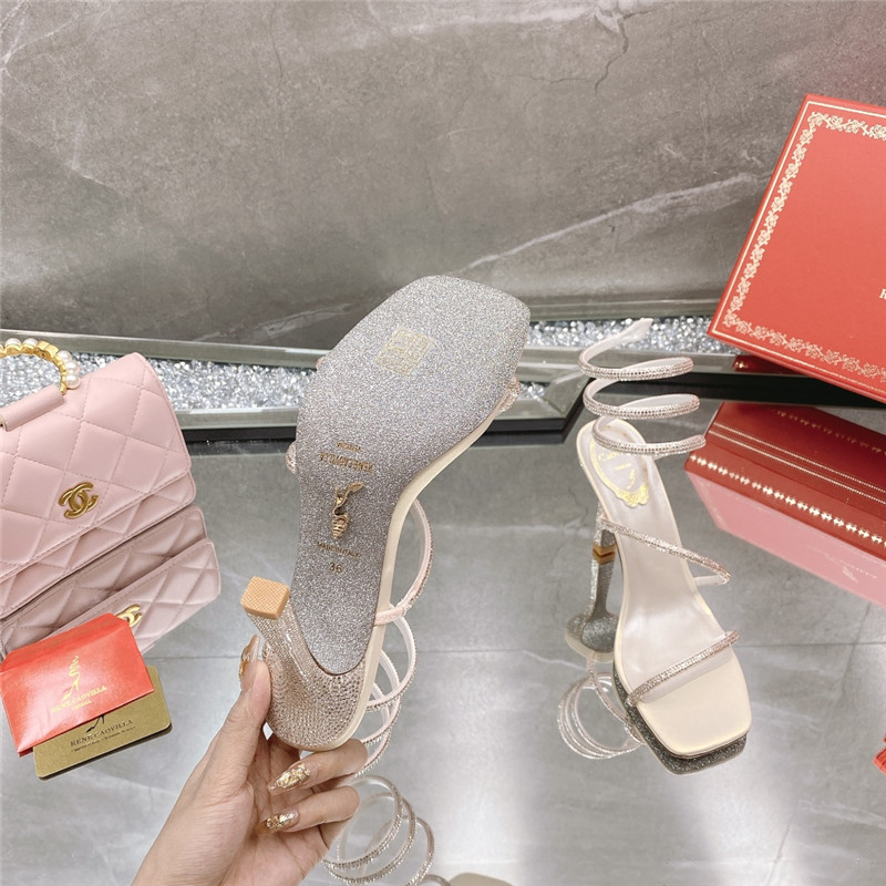 Rene Caovilla Dupe diagonal strap rhinestone inlaid sandals