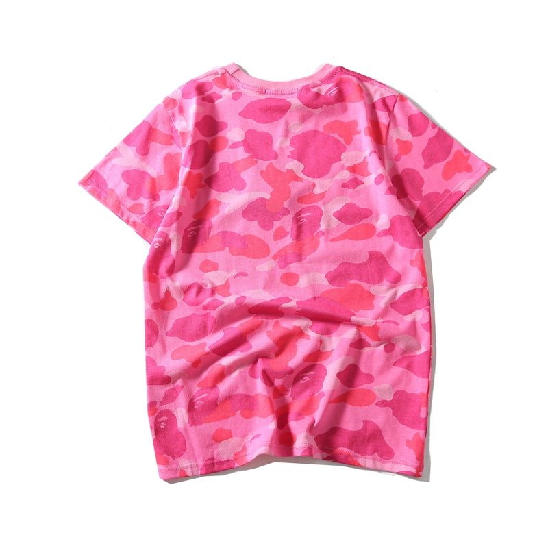 Bape Camo Shark T Shirt Bape Green Pink Blue Purple Cotton Tee 1076