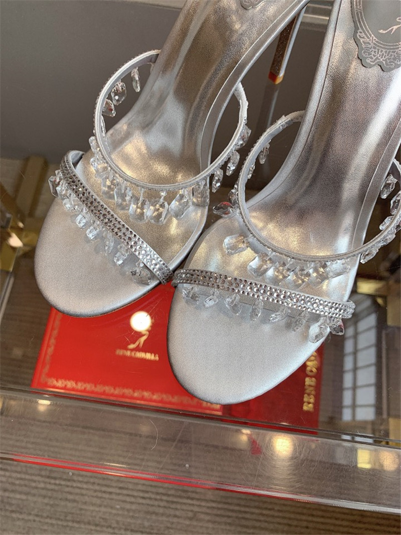 rene caovilla crystal pendant heeled sandals