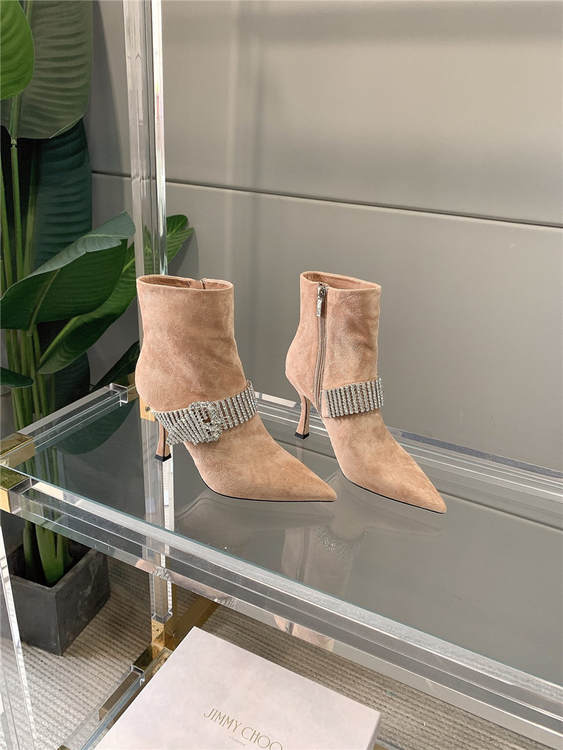 J1m*y Ch00 Pearl Heels Dupe rhinestone high-heeled boots