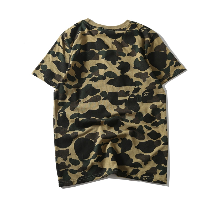 Bape Camo Shark T Shirt Bape Green Pink Blue Purple Cotton Tee 1076