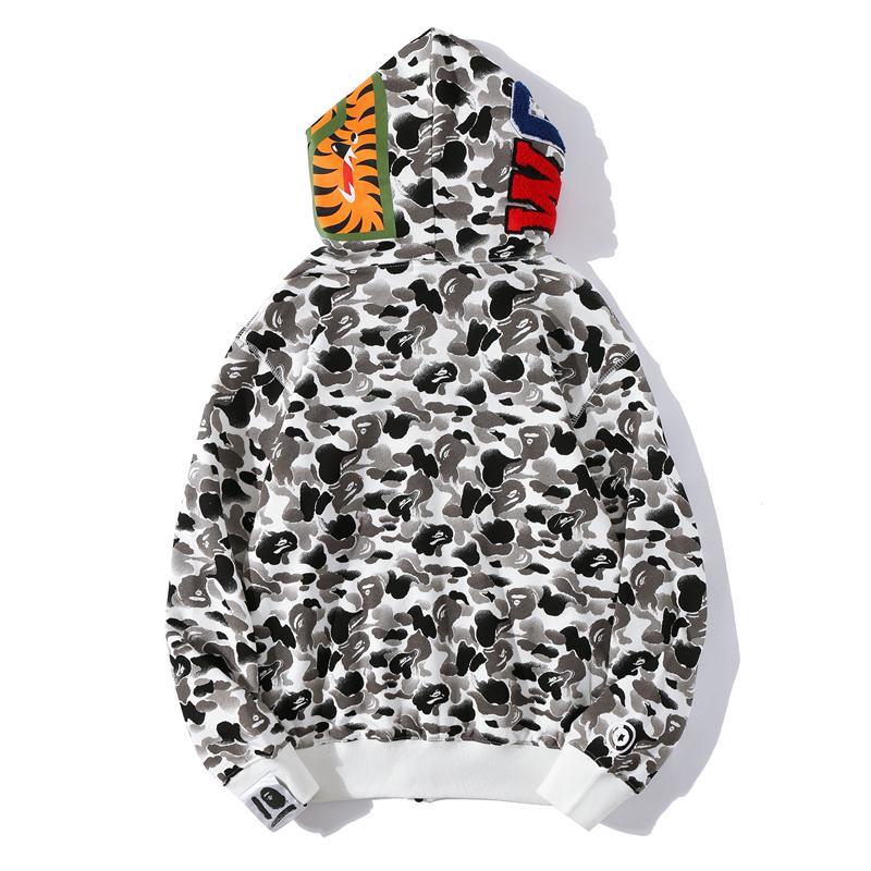 Bape Full Zip Shark Camo Hoodie Black Grey