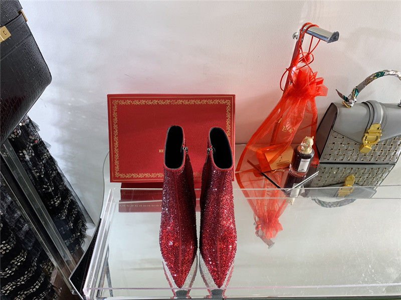 Rene Caovilla drilled pointed high heel booties