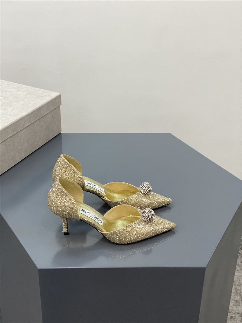 J1m*y Ch00 jc high-heeled crystal slipper shoes