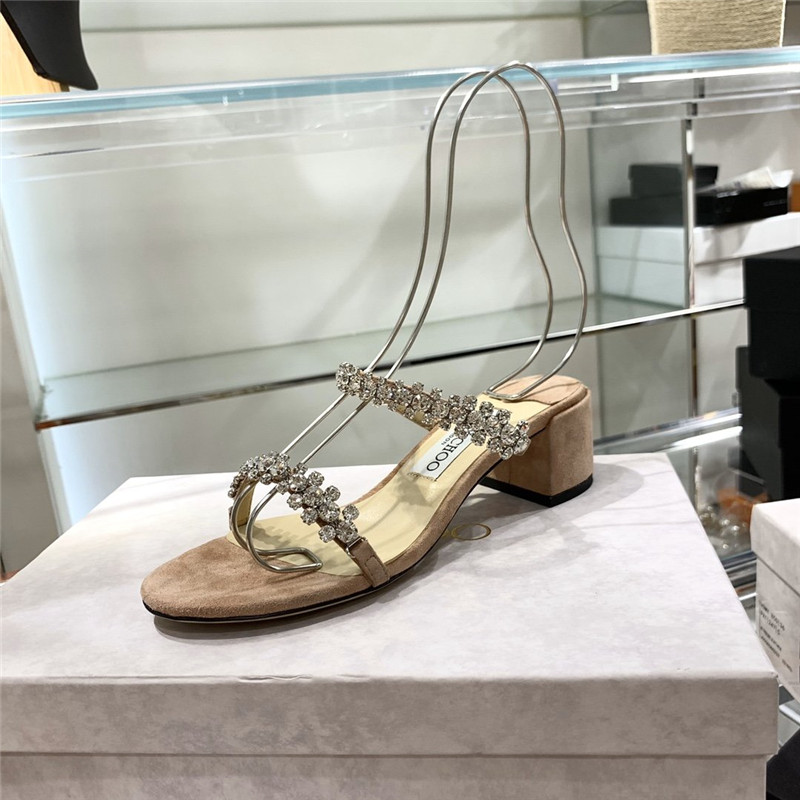 J1m*y Ch00 Pearl Heels Dupe Rhinestone Low Heel Sandals