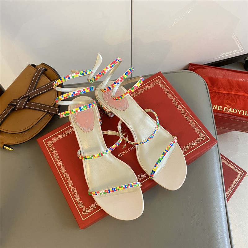 Rene Caovilla Satin Snake-coil Sandals