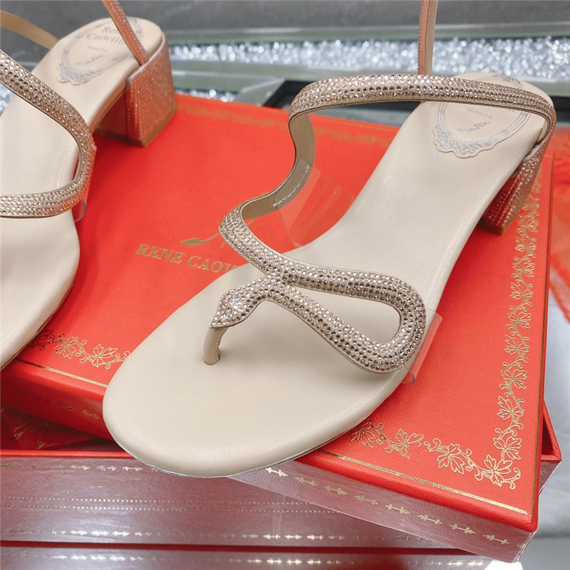 Rene Caovilla Heels Dupe snake crystal chunky heel sandals