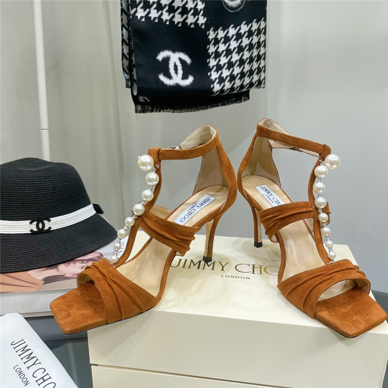 J1m*y Ch00 pearl heel sandals