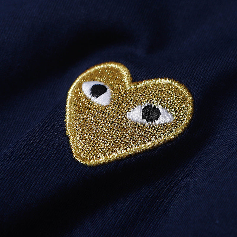 Comme Des Garcons Play Embroidered Yellow Heart T Shirt 2332