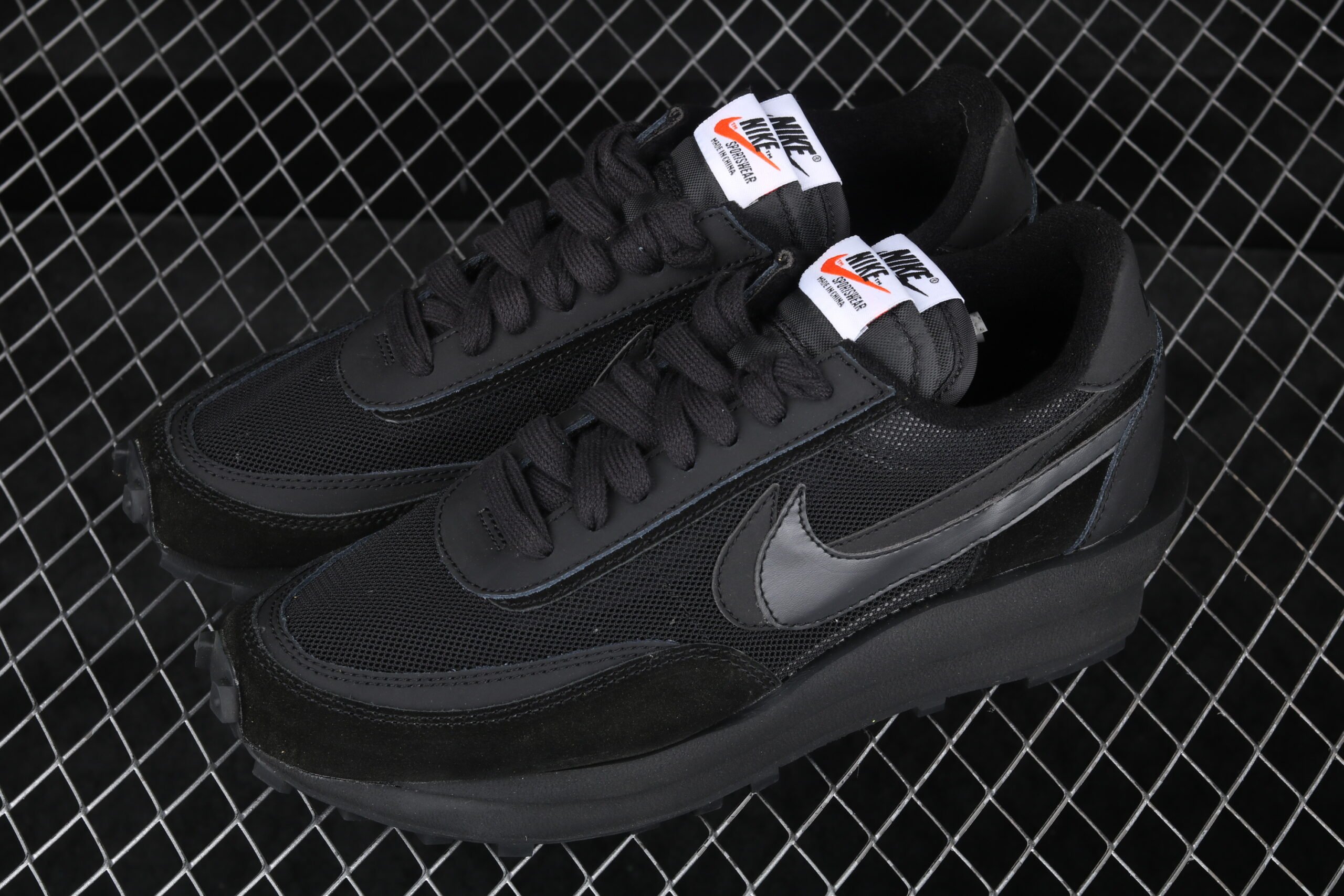 Sacai x Nk LVD Waffle Daybreak, White Black Nylon