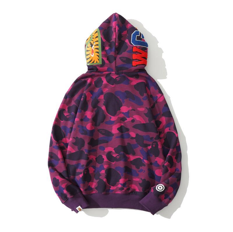 Bape Full Zip Shark Camo Pullover Hoodie Blue Purple Red
