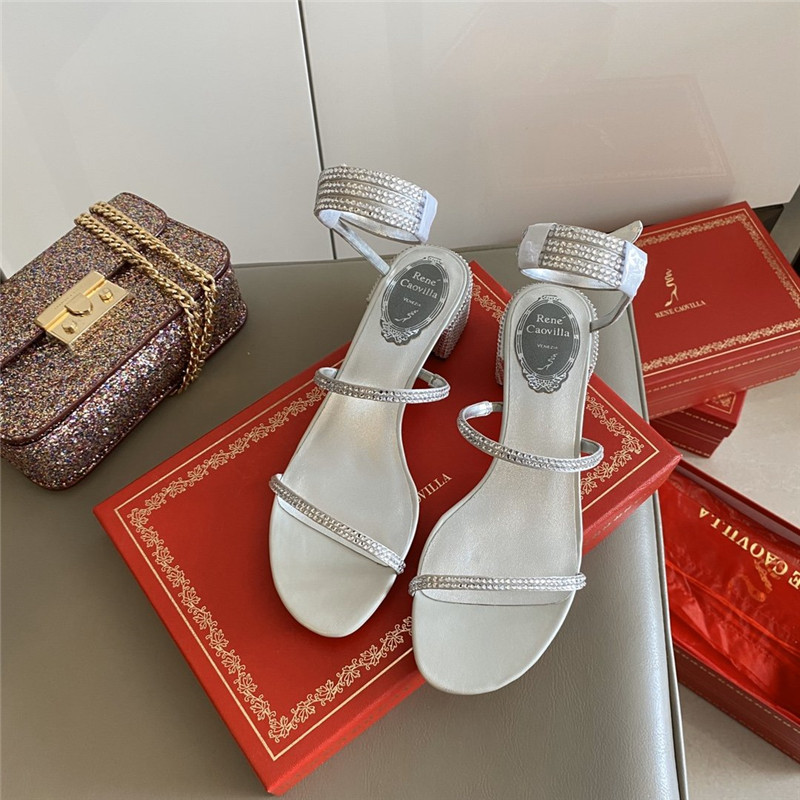 Rene Caovilla Satin Snake-coil Sandals Silver