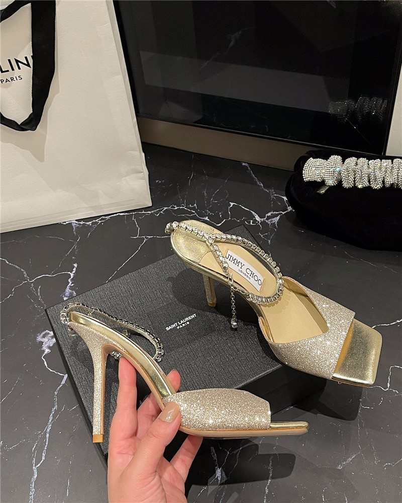 J1m*y Ch00 new ice fish mouth high-heeled sandals