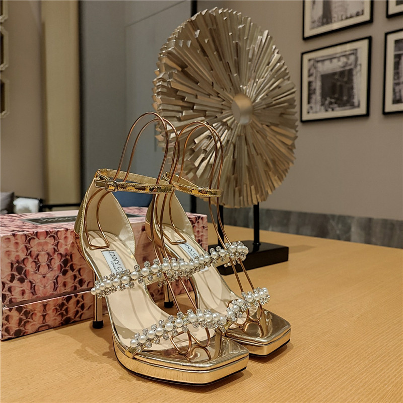 J1m*y Ch00 high heel D1am0nd chain sandals