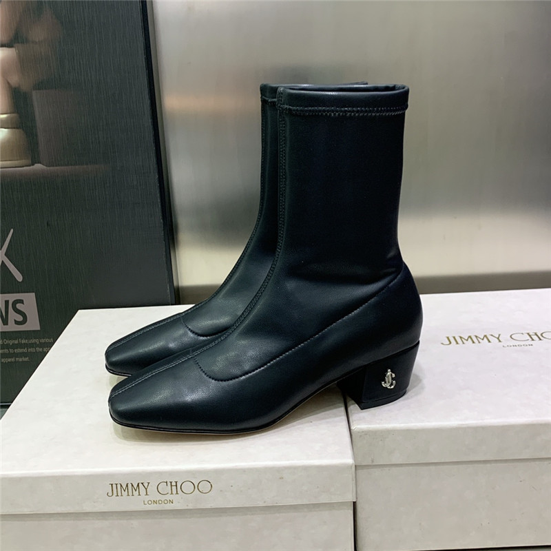 J1m*y Ch00 logo block heel square toe ankle boots