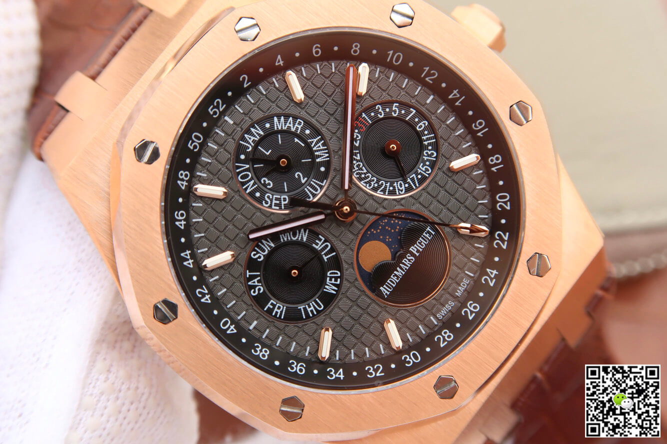 Replica Audemars P1g*et Royal Oak Perpetual Calendar 26574 1:1 Best Edition JF Factory Rose Gold