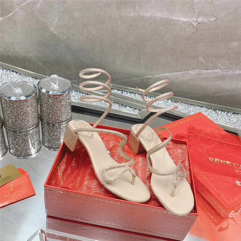 Rene Caovilla Heels Dupe snake crystal chunky heel sandals