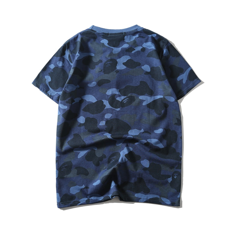 Bape Camo Shark T Shirt Bape Green Pink Blue Purple Cotton Tee 1076