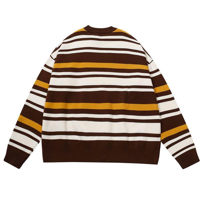 Drew embroidered striped knitted crewneck sweatshirt