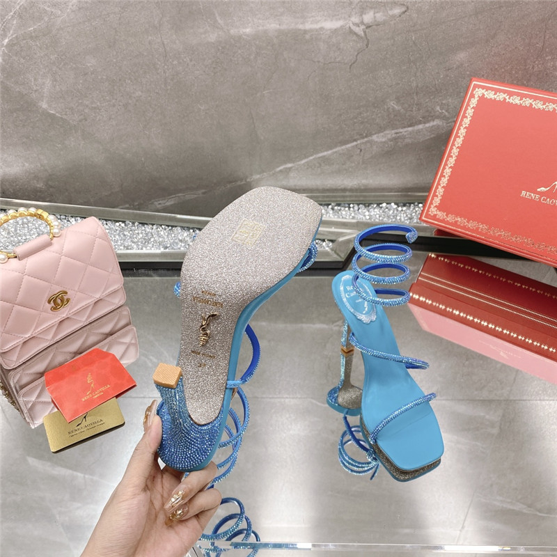 Rene Caovilla Dupe R C diagonal strap rhinestone inlaid sandals