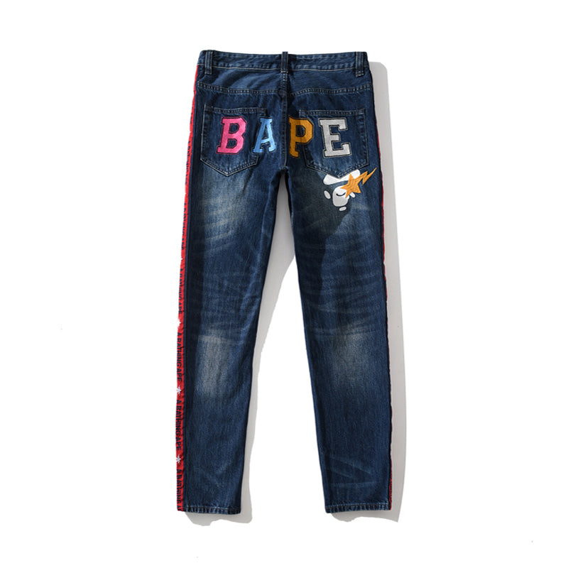 BAPE Track Pants Jeans Blue HDCP0135