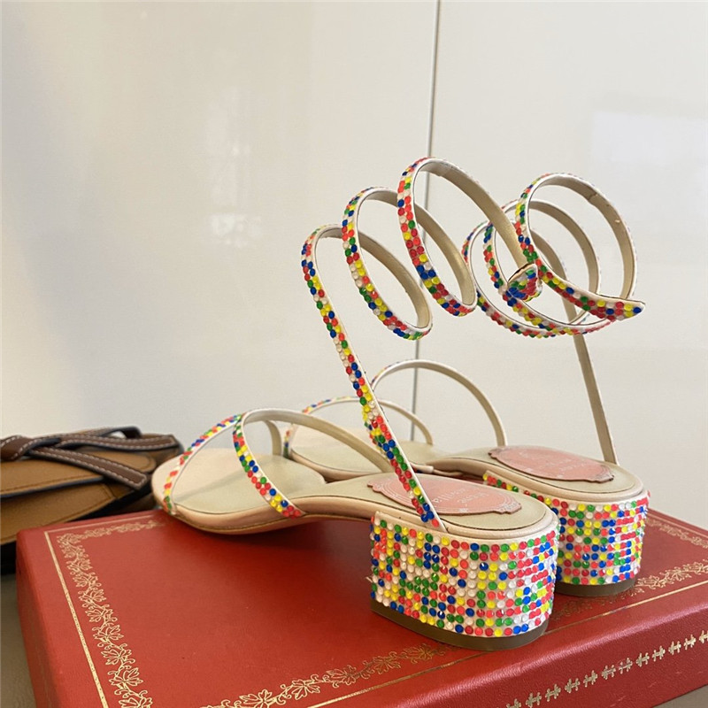 Rene Caovilla Satin Snake-coil Sandals