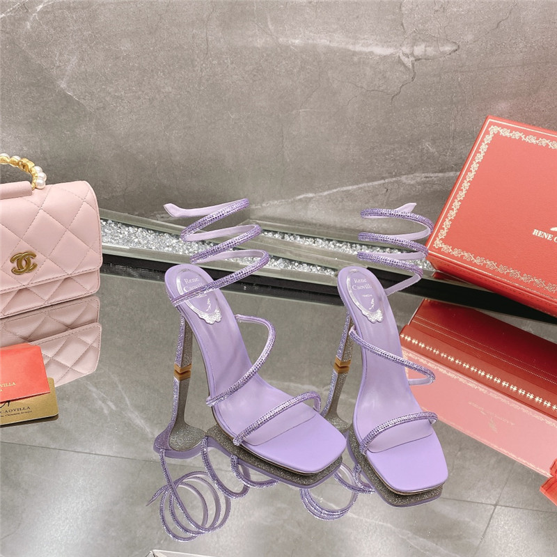 Rene Caovilla Dupe R C diagonal strap rhinestone inlaid sandals