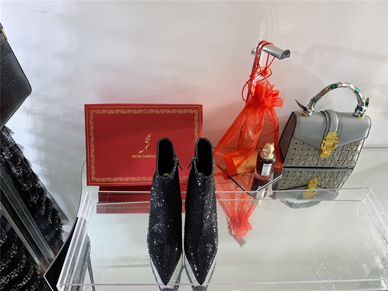 Rene Caovilla drilled pointed high heel booties