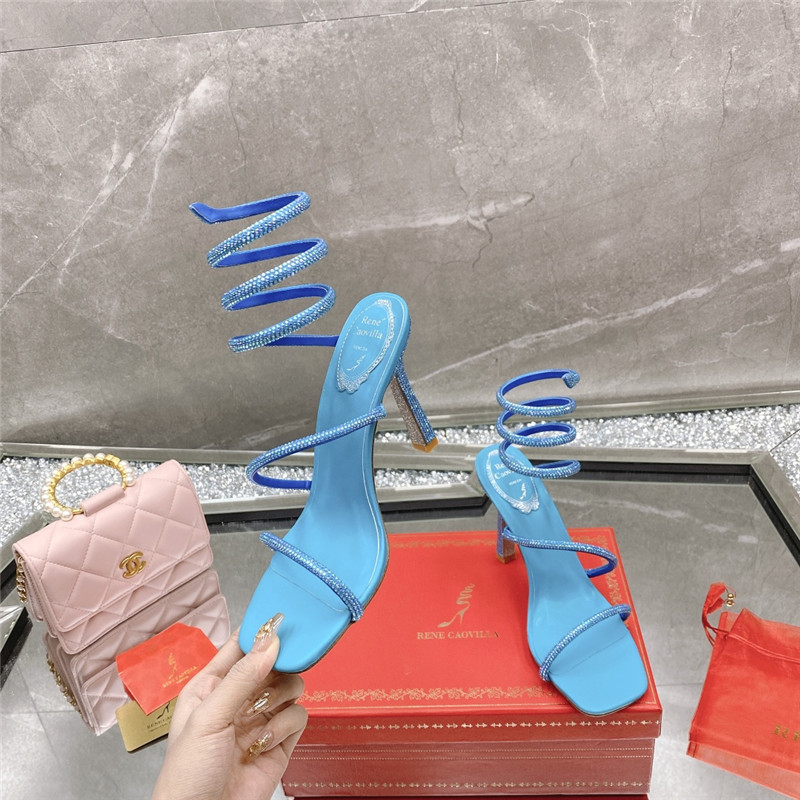 Rene Caovilla Dupe R C diagonal strap rhinestone inlaid sandals