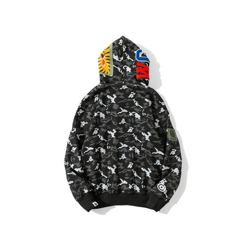 Bape Shark Pixel Camo Hoodie Black Grey