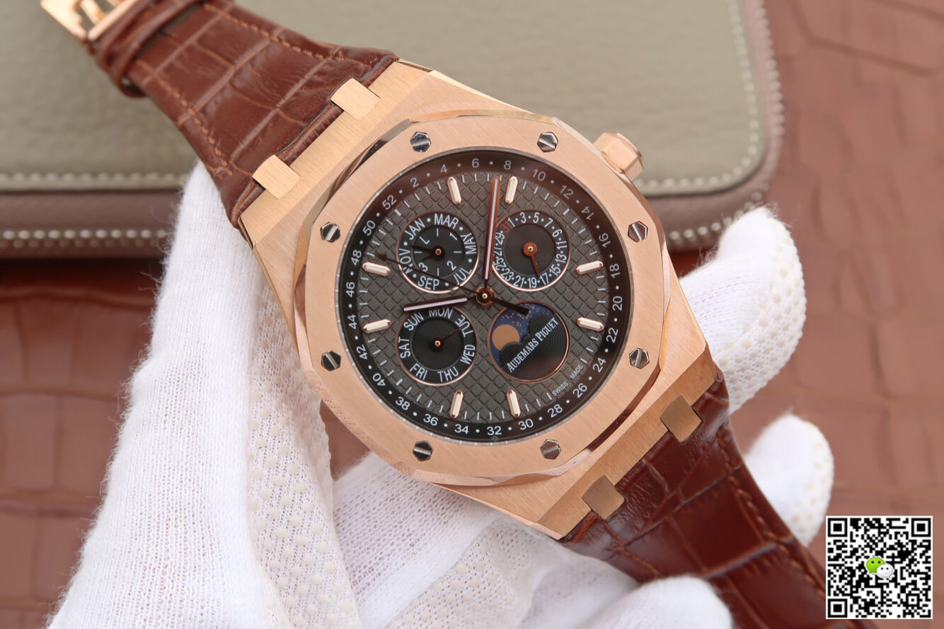 Replica Audemars P1g*et Royal Oak Perpetual Calendar 26574 1:1 Best Edition JF Factory Rose Gold