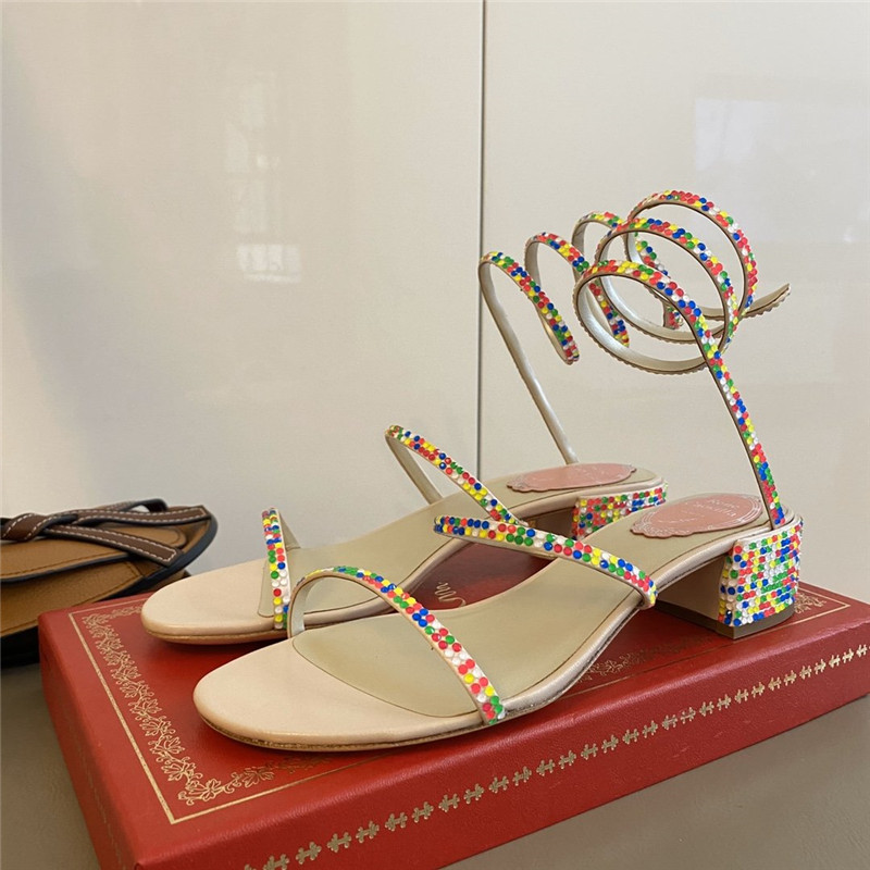 Rene Caovilla Satin Snake-coil Sandals