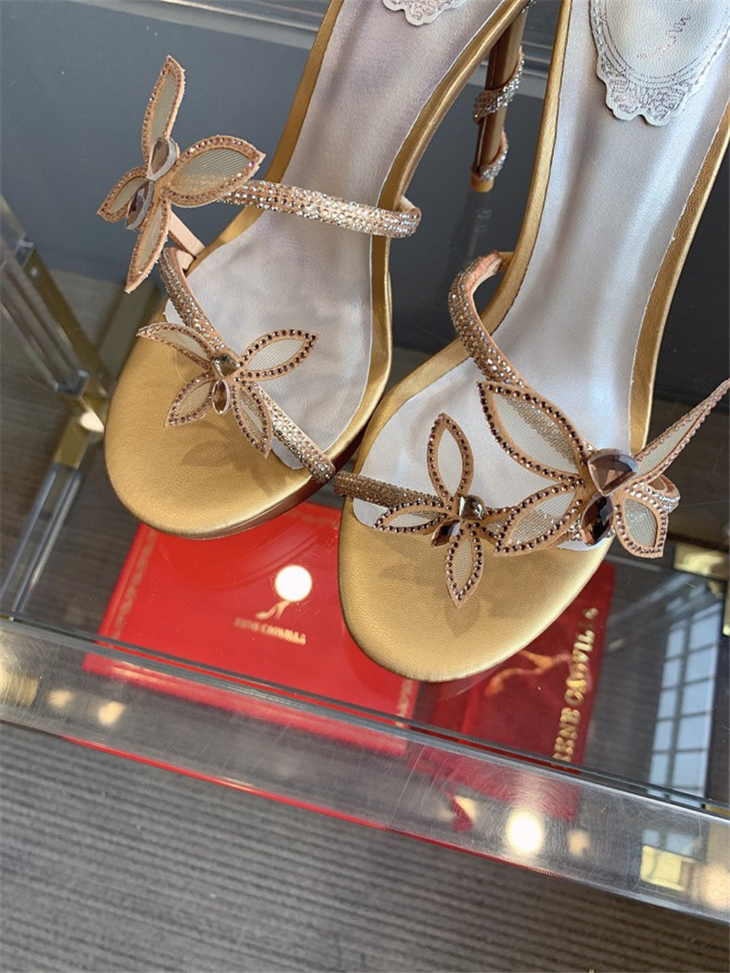 rene caovilla crystal butterfly high heel sandals
