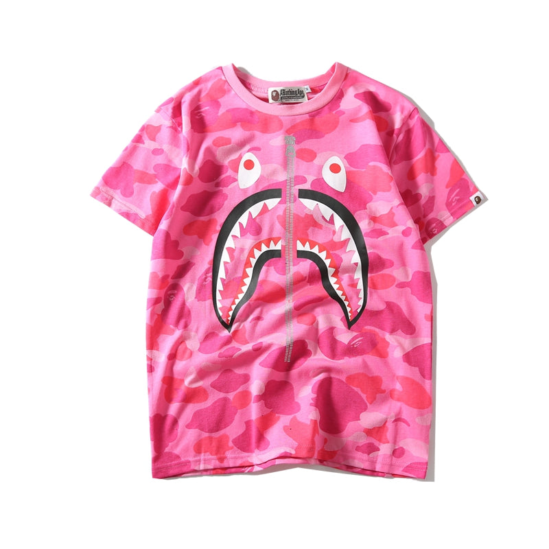 Bape Camo Shark T Shirt Bape Green Pink Blue Purple Cotton Tee 1076